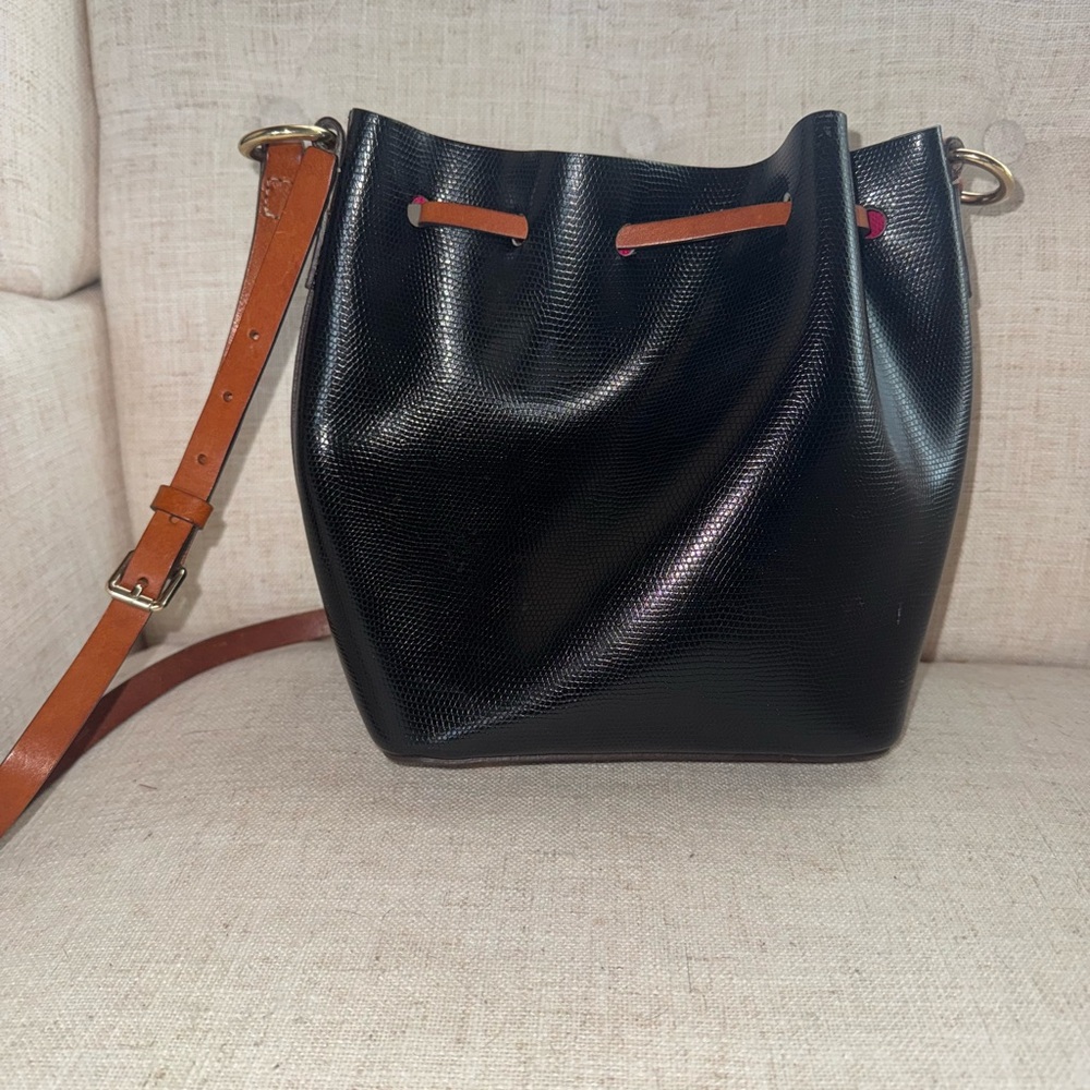 Dooney & Bourke Black Siena Serena Bucket Bag with tassels drawstring - Picture 2 of 6